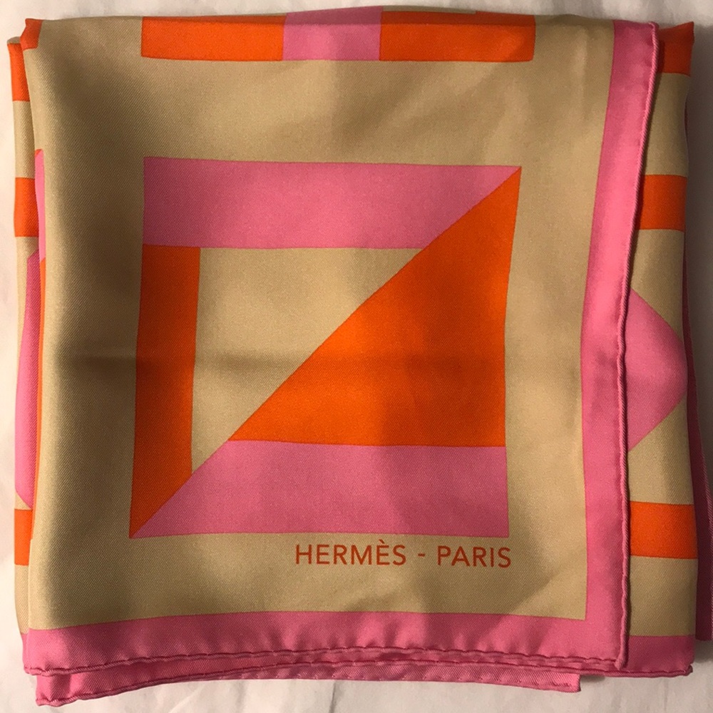 Hermès Pink and Orange Silk Scarf